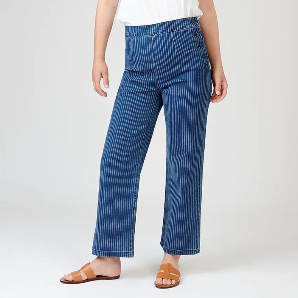 J Crew Slim Wide Sailor Jeans Striped Stretch